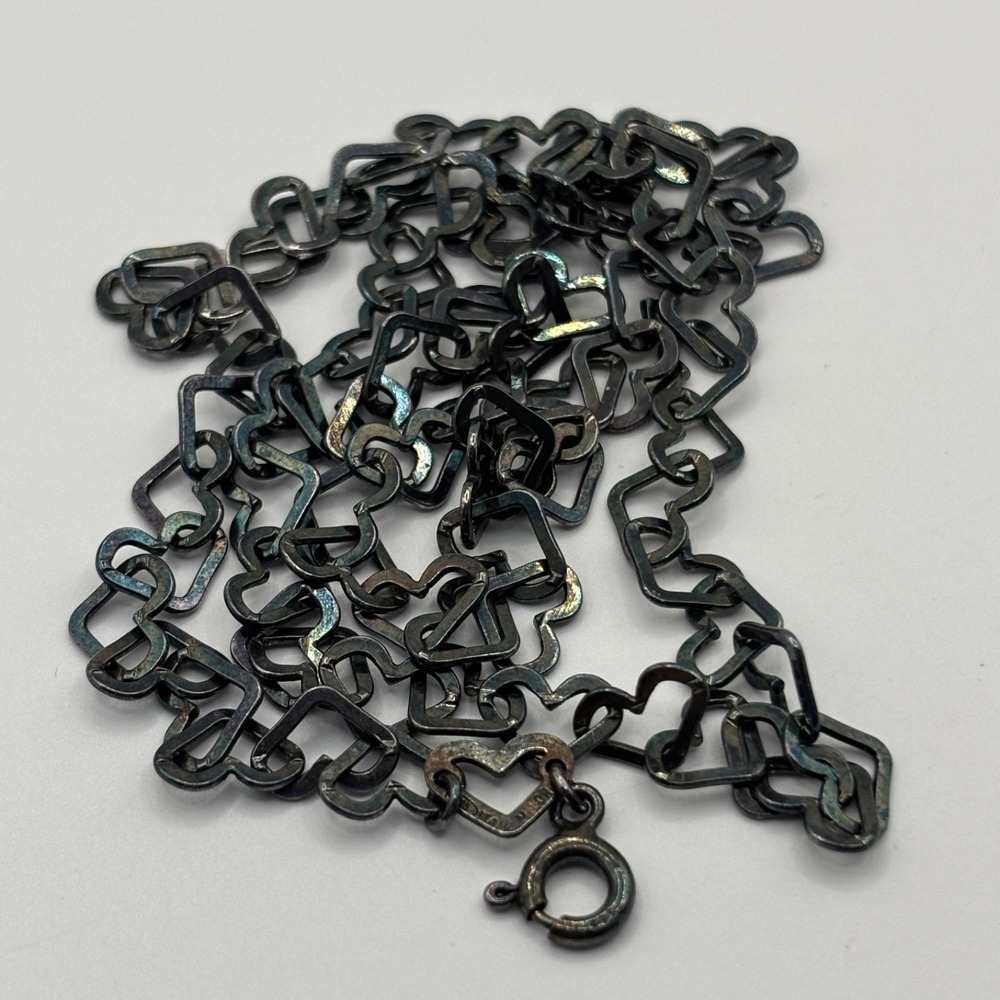 Milor Sterling Open Heart Link Necklace 20" - Picture 4 of 5